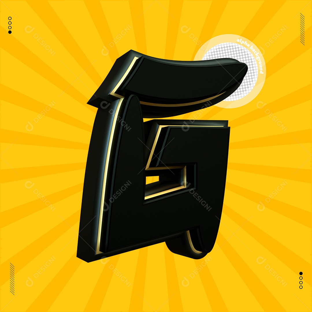 Elemento 3D Letra G Preta Para Composição PSD