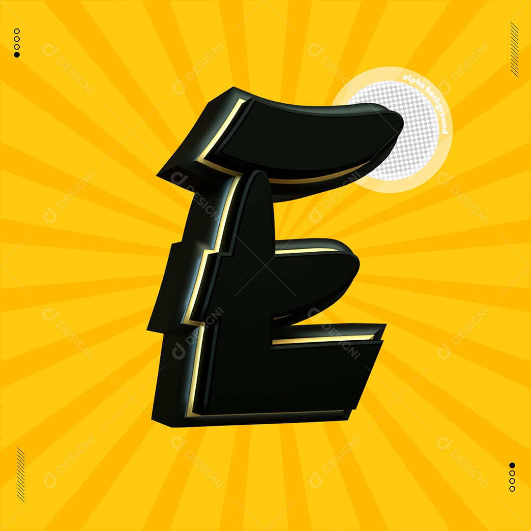 Elemento 3D Letra E Preta Para Composição PSD