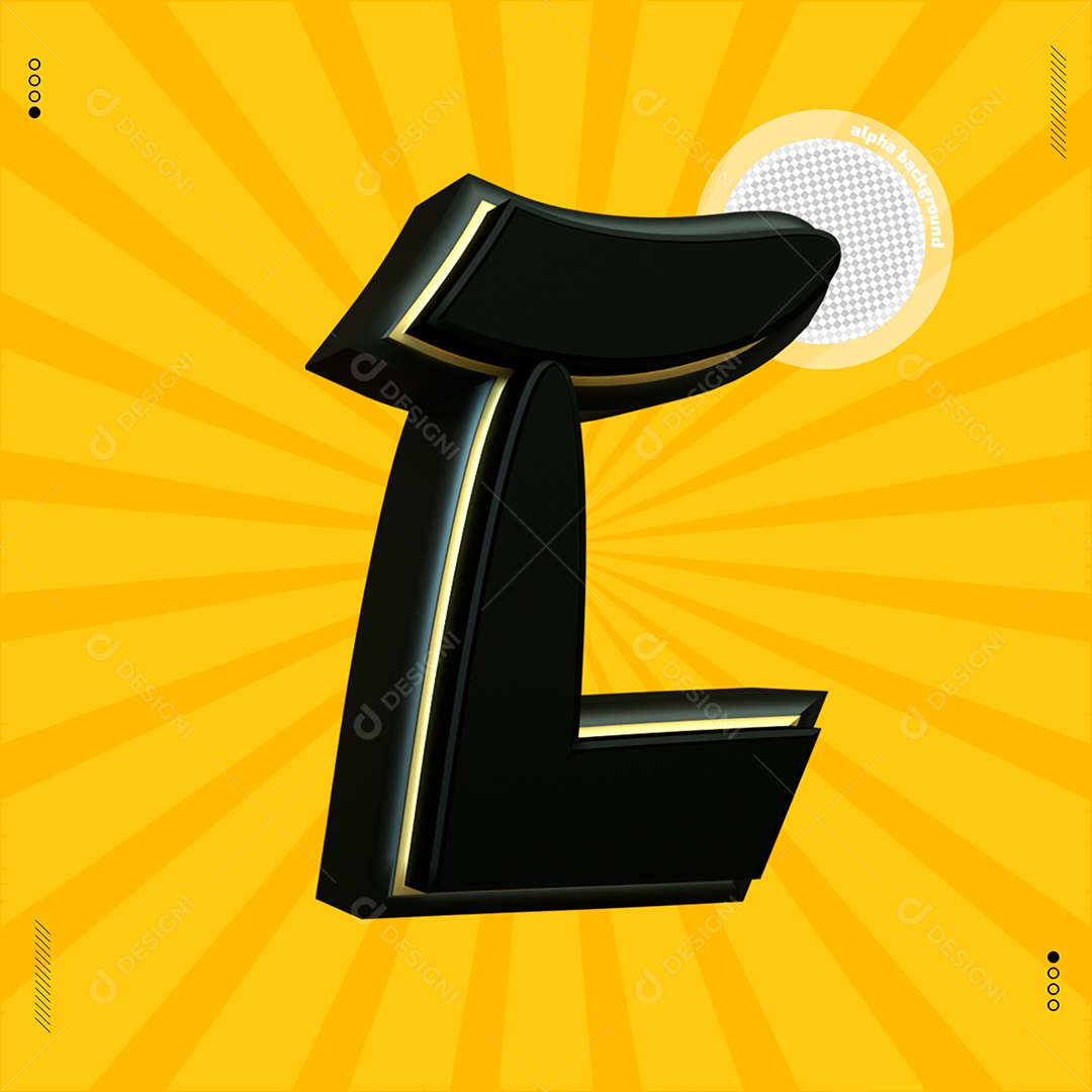 Elemento 3D Letra C Preta Para Composição PSD