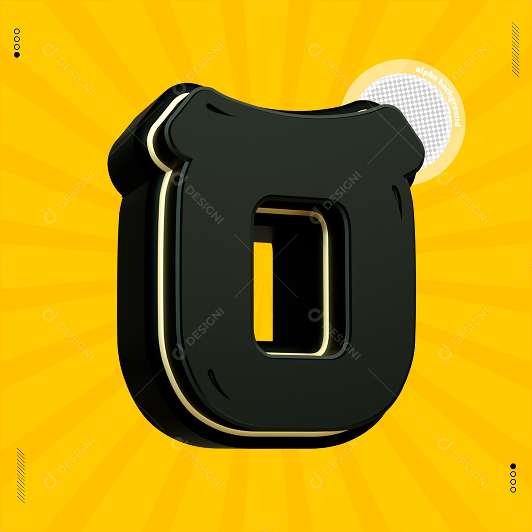 Número 3D 0 Preto Para Composição PSD