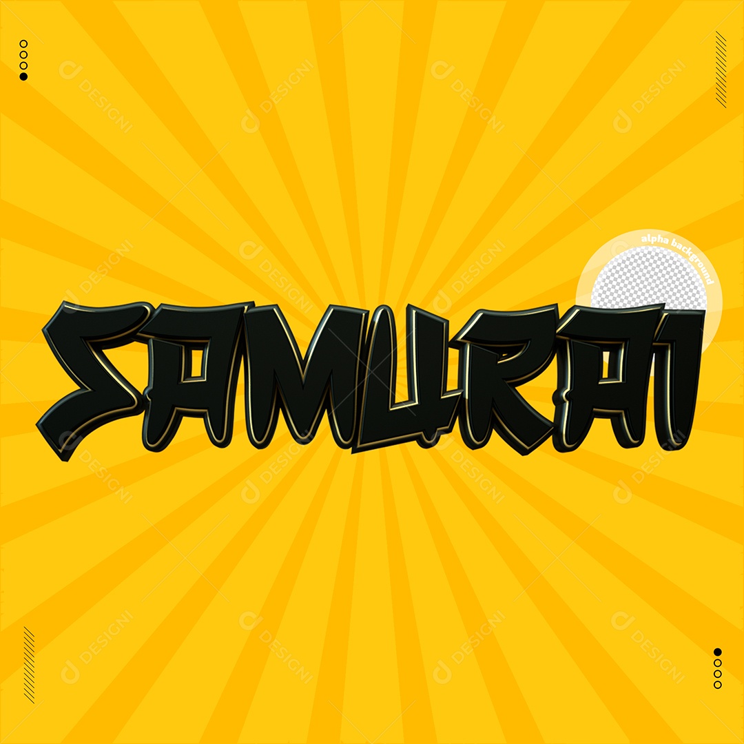 Texto 3D Samurai Preto Para Composição PSD