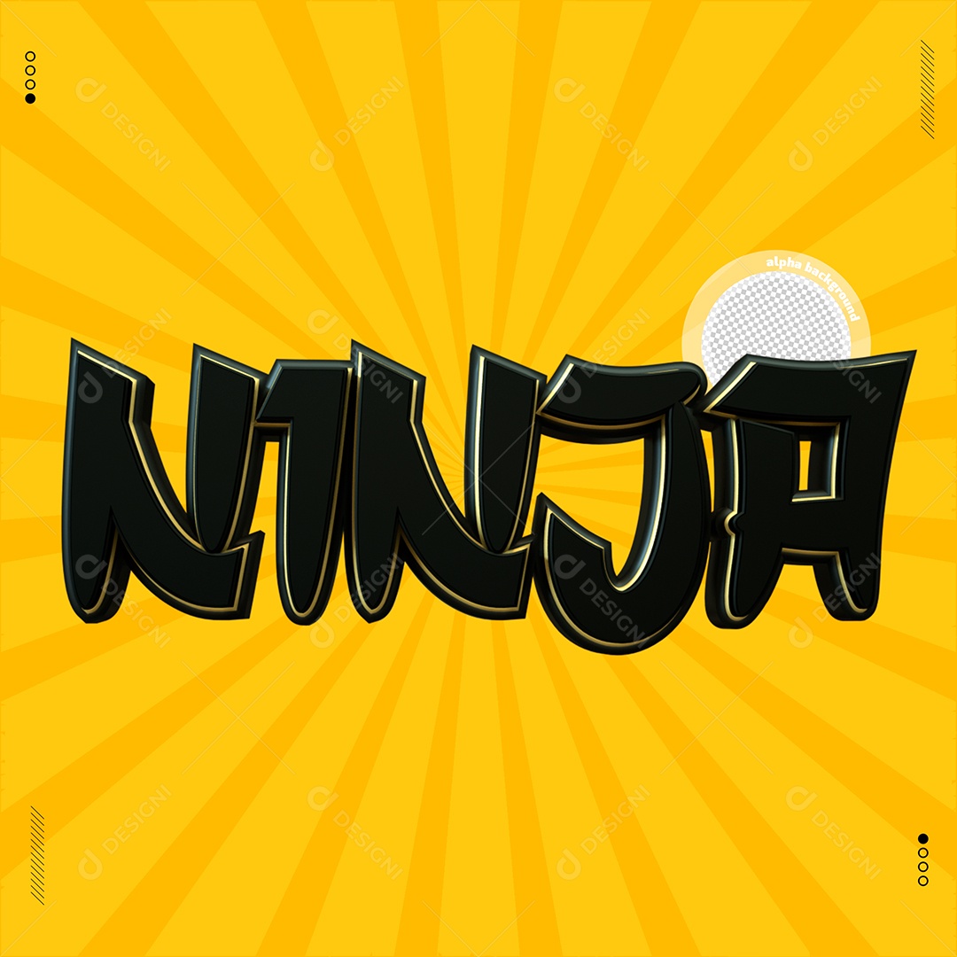 Texto 3D Ninja Preto Para Composição PSD