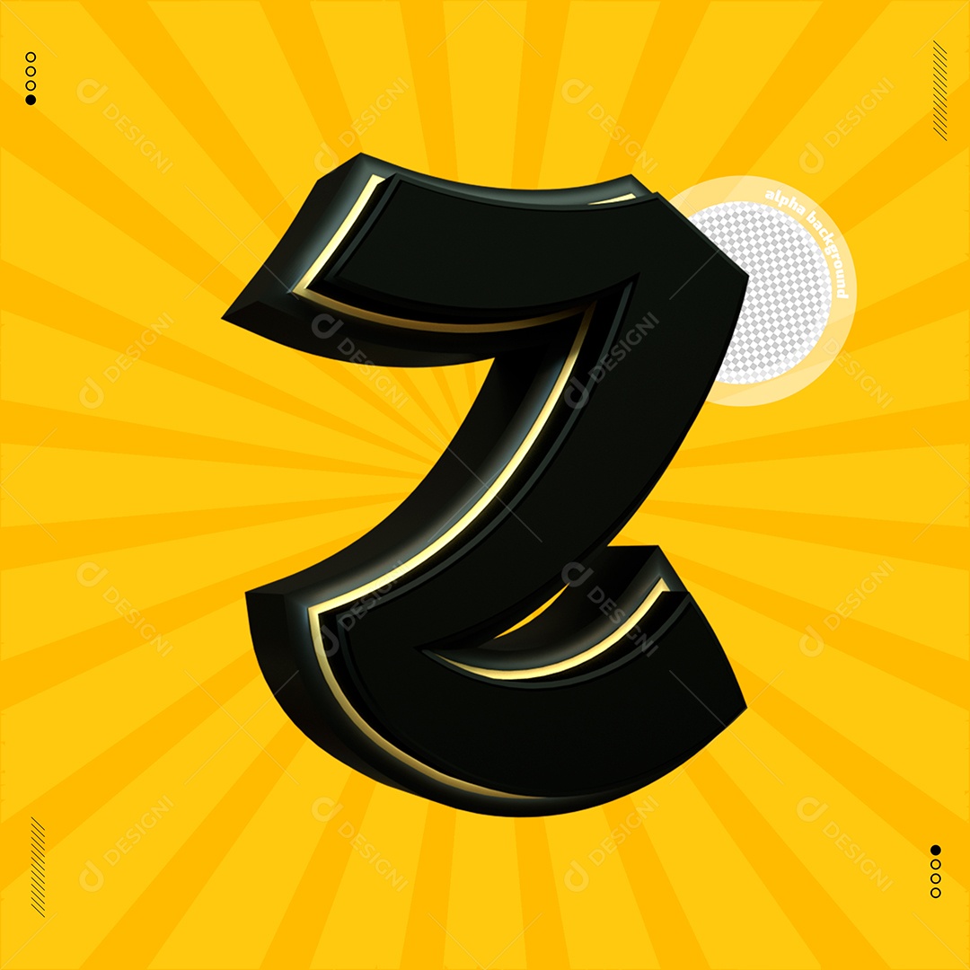 Elemento 3D Letra Z Preta Para Composição PSD