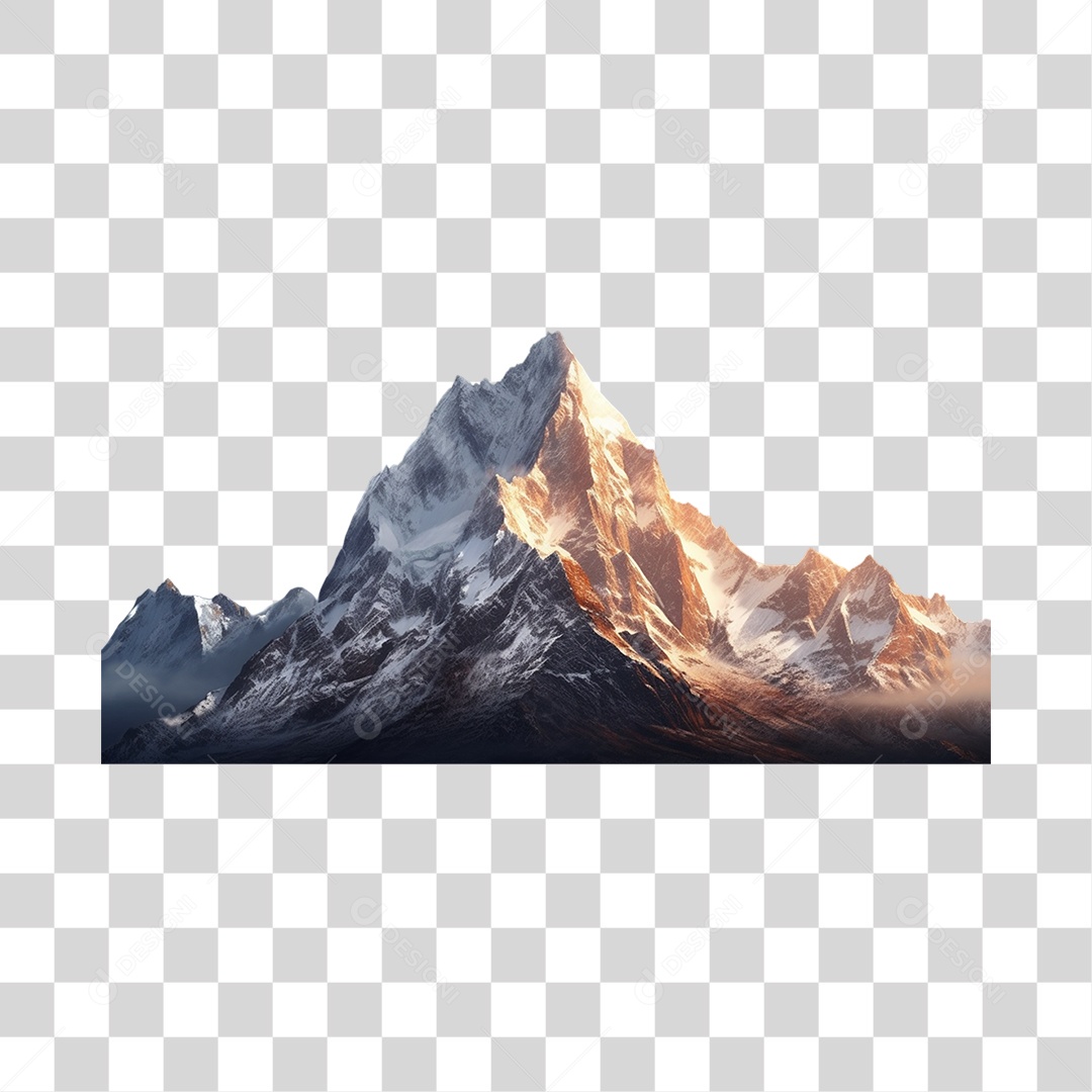 Montanha Com Por do Sol PNG Transparente