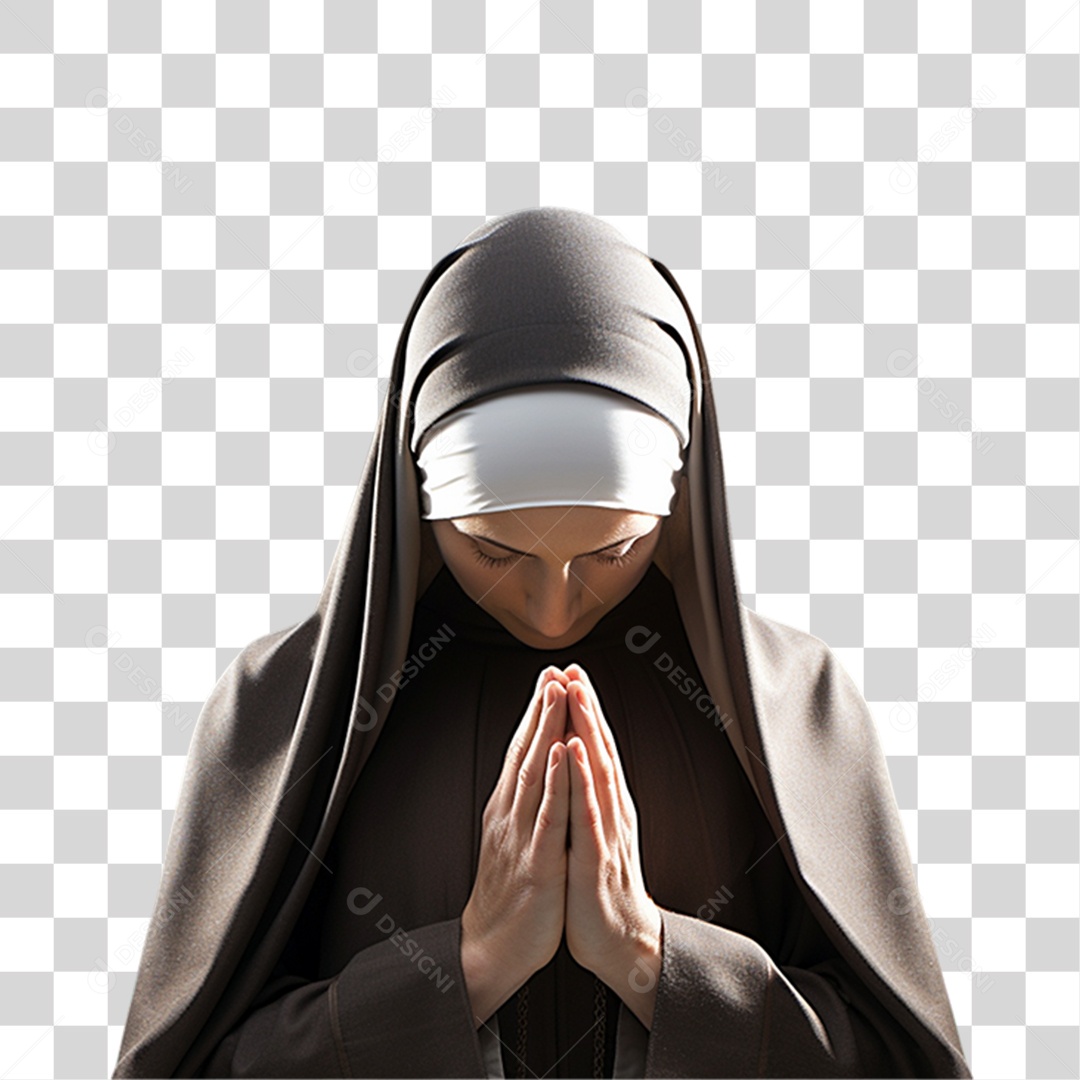 Freira Rezando PNG Transparente
