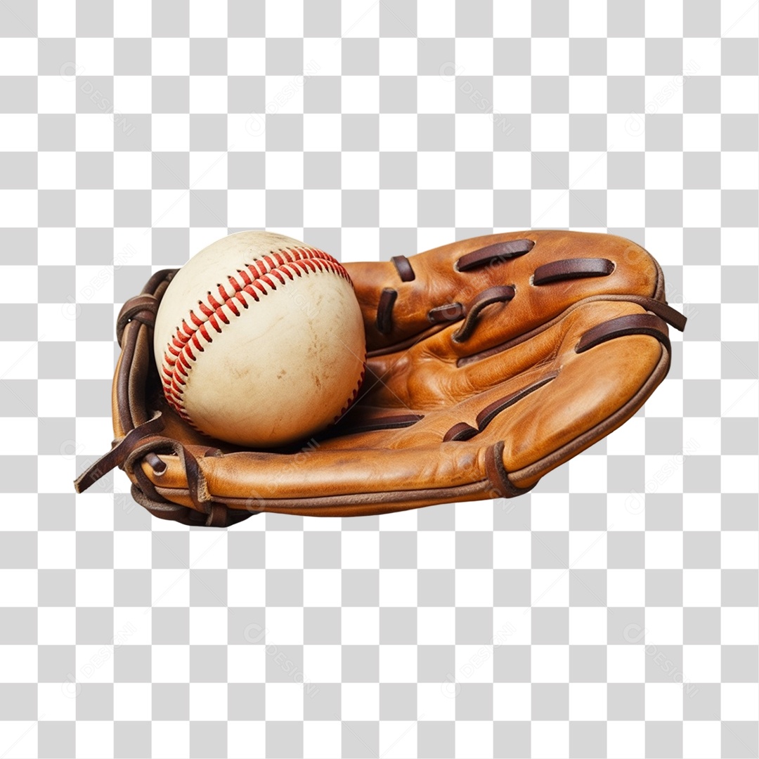 Objeto 3D Luva com Bola de Baseball  PNG Transparente