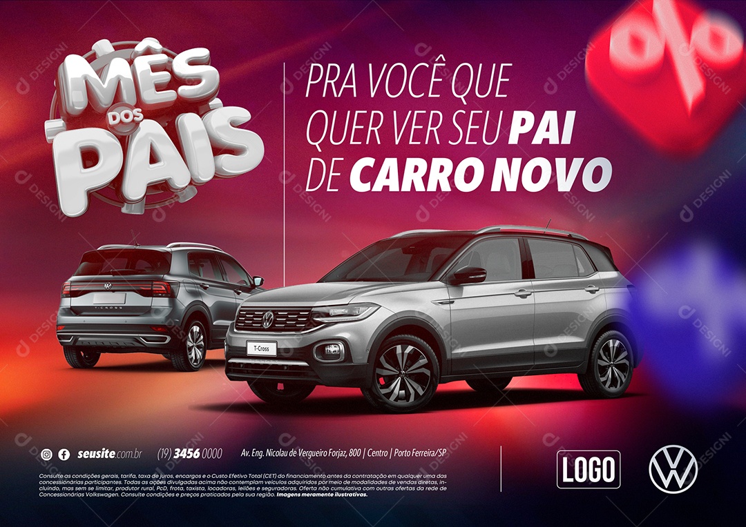 Social Media Banner Anúncio Publicitário Concessionária Volkswagen Mês Dos Pais PSD Editável