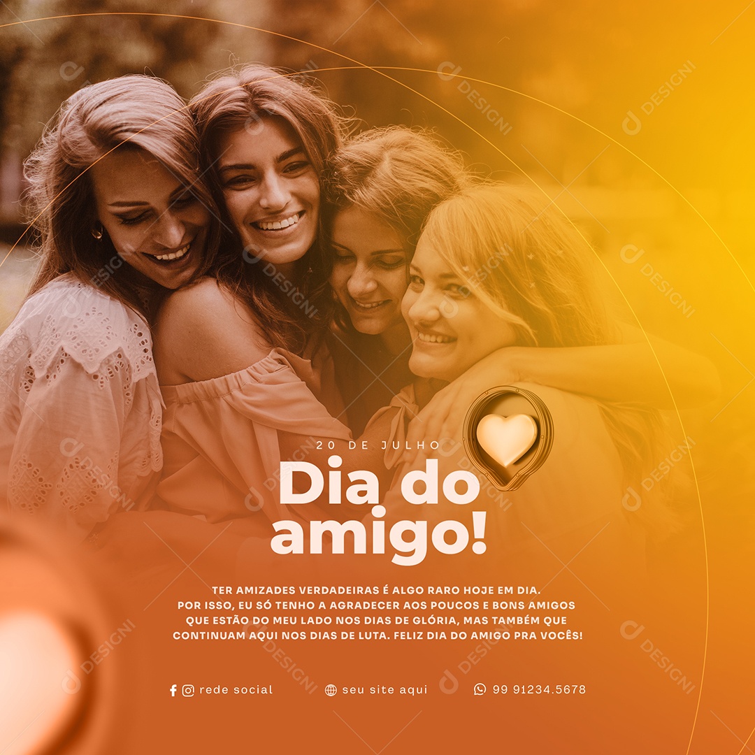 Dia Do Amigo 20 De Julho Social Media PSD Editável