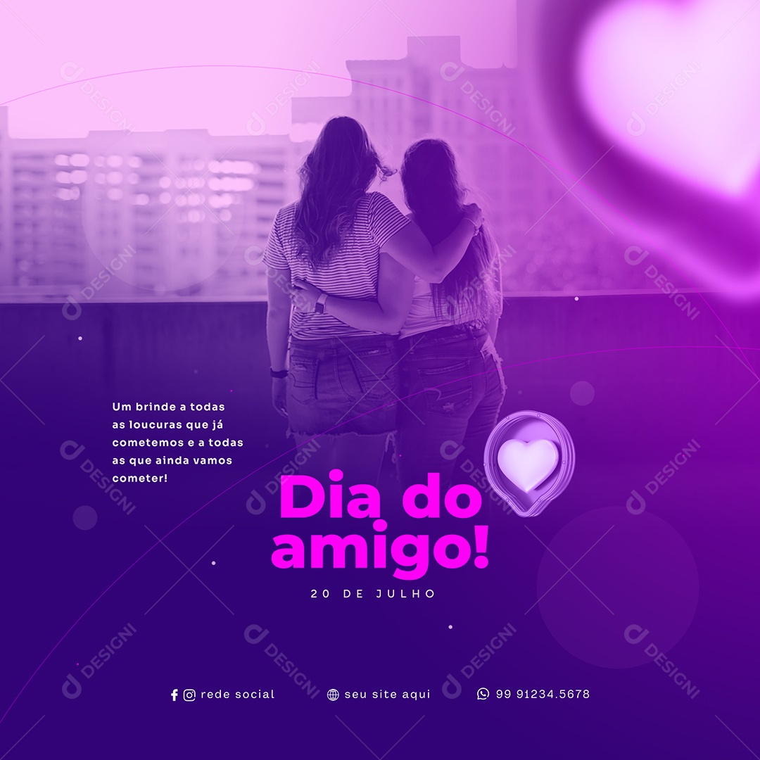 Dia Do Amigo 20 De Julho Social Media PSD Editável
