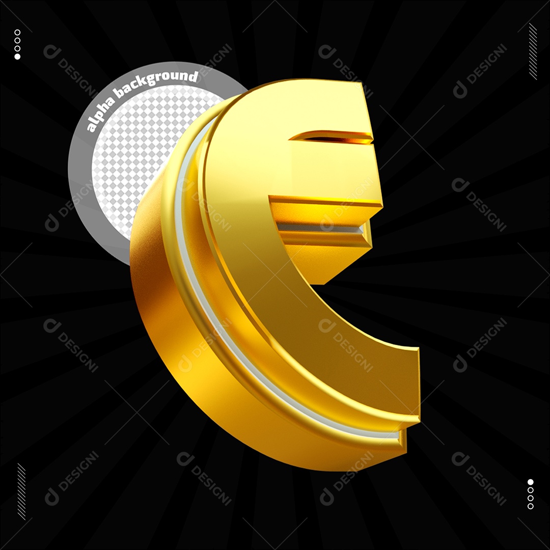 Elemento 3D Letra E Dourado Para Composição PSD