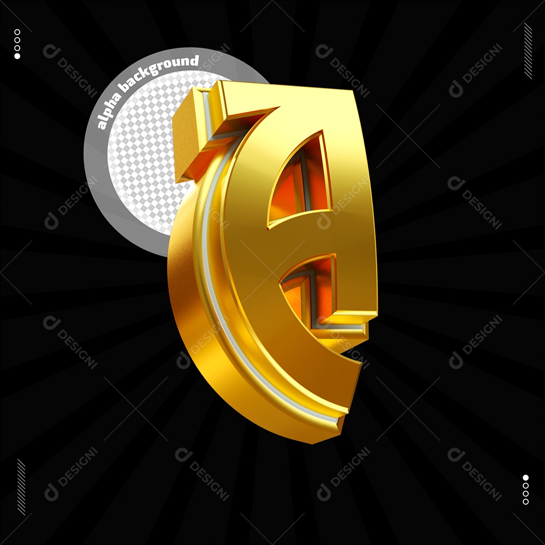 Elemento 3D Letra A Dourado Para Composição PSD