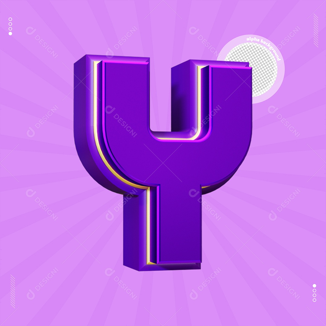 Elemento 3D Letra Y Roxo Para Composição PSD