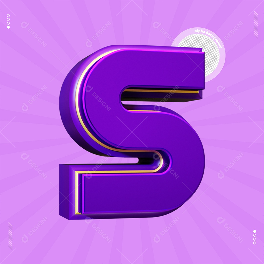 Elemento 3D Letra S Roxo Para Composição PSD