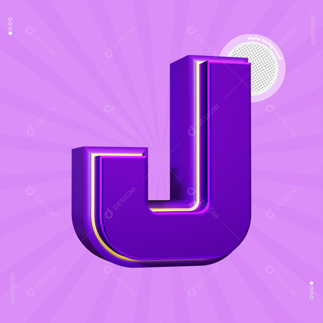 Elemento 3D Letra J Roxo Para Composição PSD