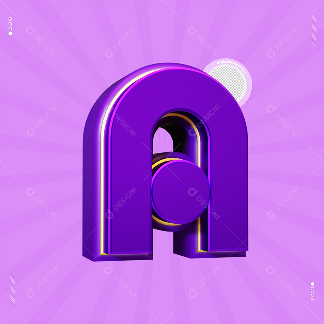 Elemento 3D Letra A Roxo Para Composição PSD