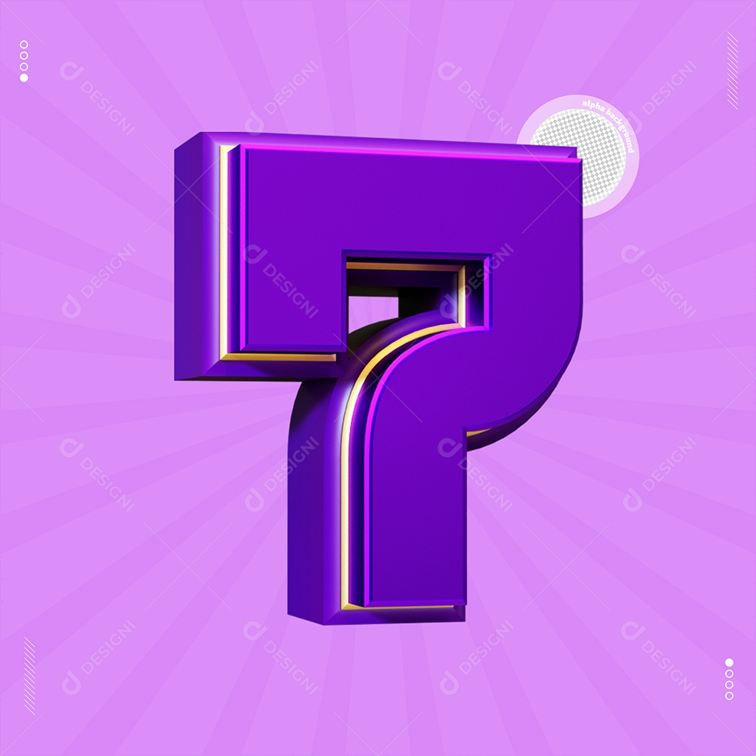 Número 3D 7 Roxo Para Composição PSD
