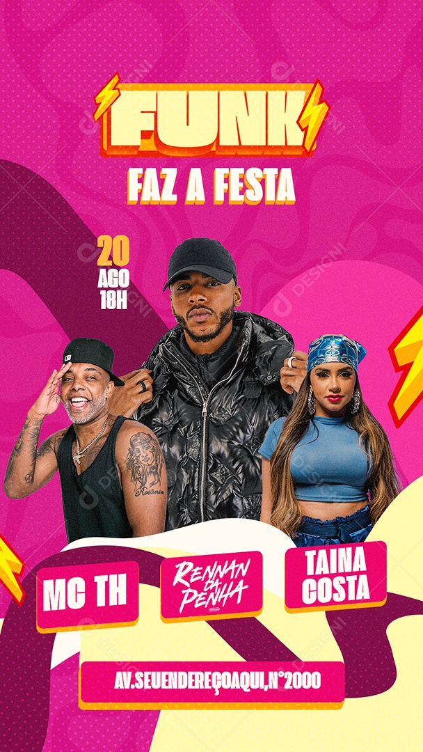 Story Funk Faz a Festa Flyer Social Media PSD Editável