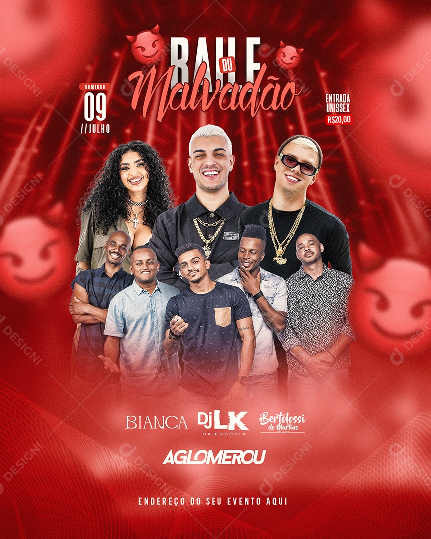 Baile du Malvadão  Flyer Social Media PSD Editável