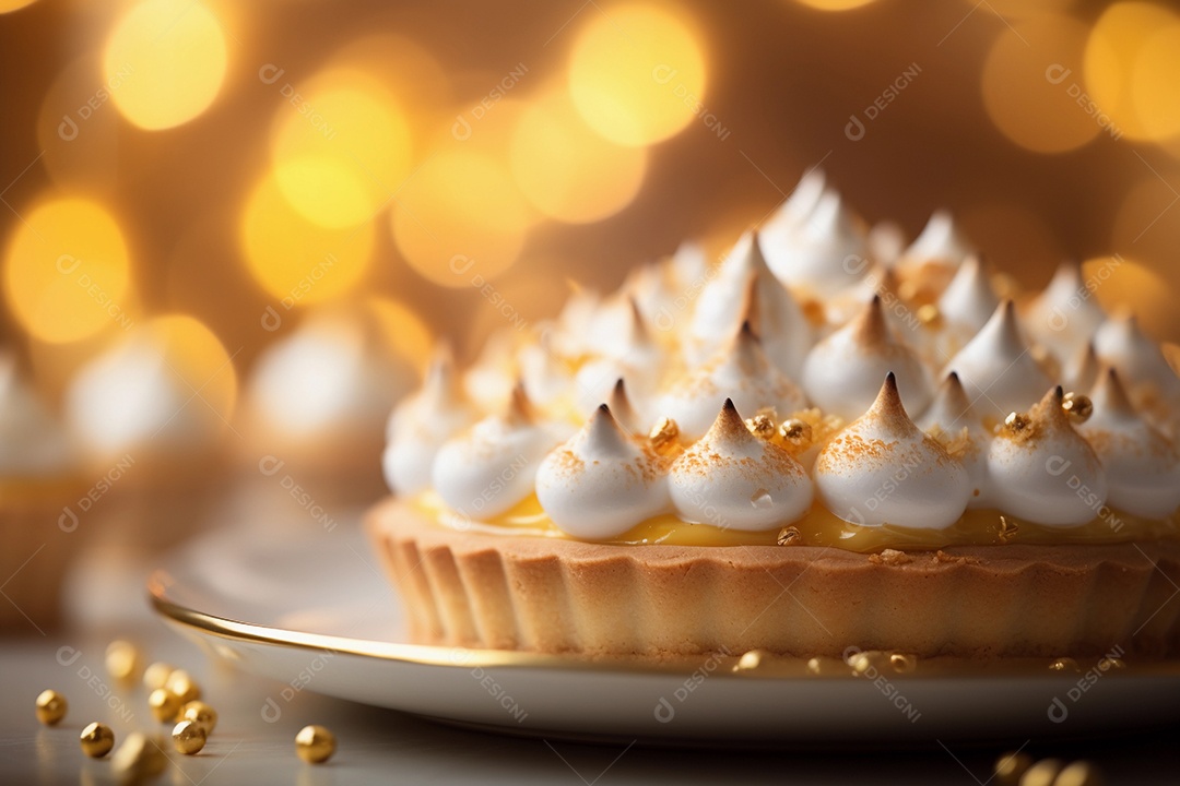 Torta de limão e merengue em um fundo escuro