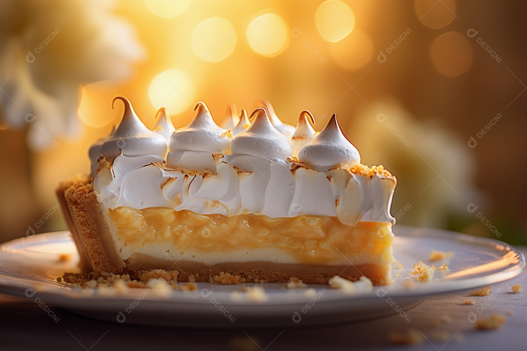 Torta de limão e merengue em um fundo escuro