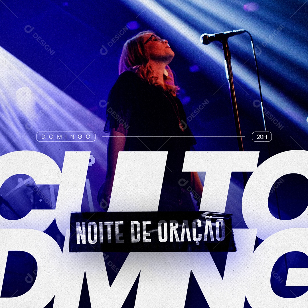 Culto Noite De Oração Gospel Social Media PSD Editável