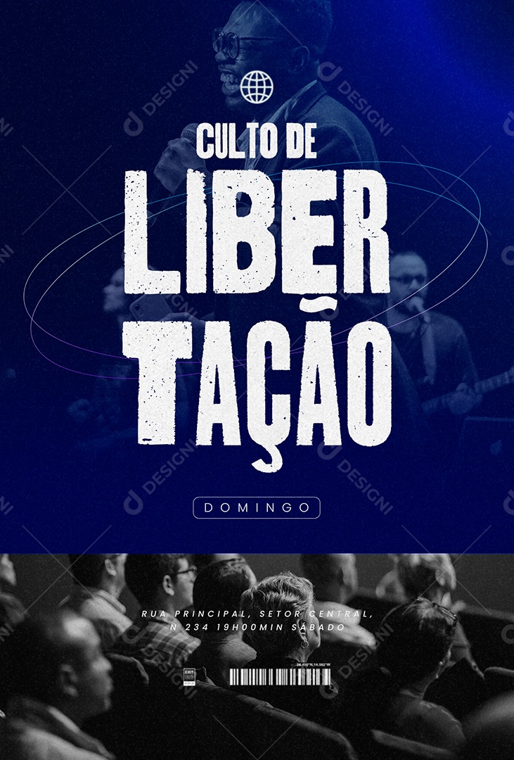 Culto De Libertação Domingo Flyer Gospel Social Media PSD Editável