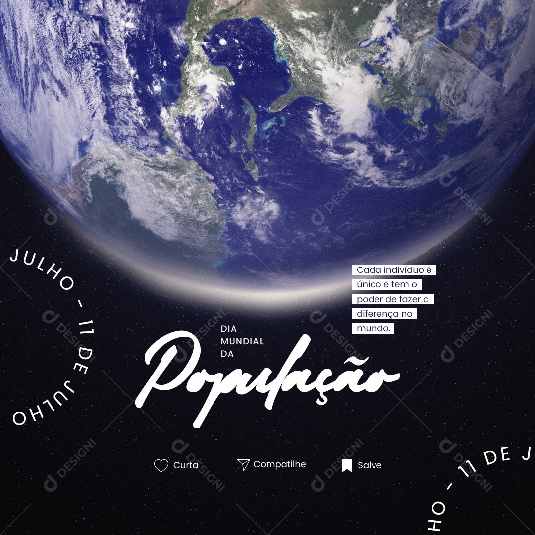 Cada Indivíduo é Único Dia Mundial Da População Social Media PSD Editável