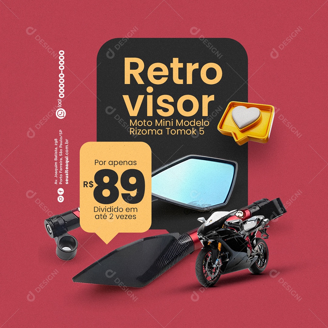 Retro Visor Moto Mini Modelo Rizoma Tomok 5 Oficina De Moto Social Media PSD Editável