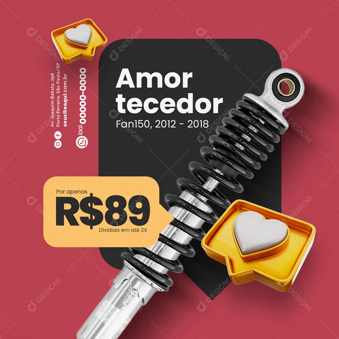 Amor Tecedor Oficina De Moto Social Media PSD Editável