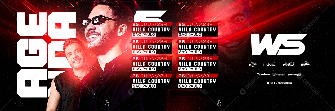 Agenda Mensal Flyer Wesley Safadão Carrossel Social Media PSD Editável