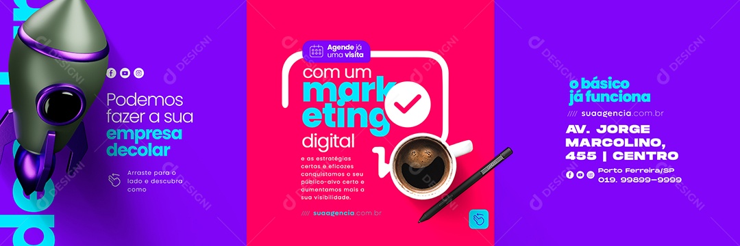 Podemos Fazer A Sua Empresa Decolar Marketing Digital Carrossel Social Media PSD Editável