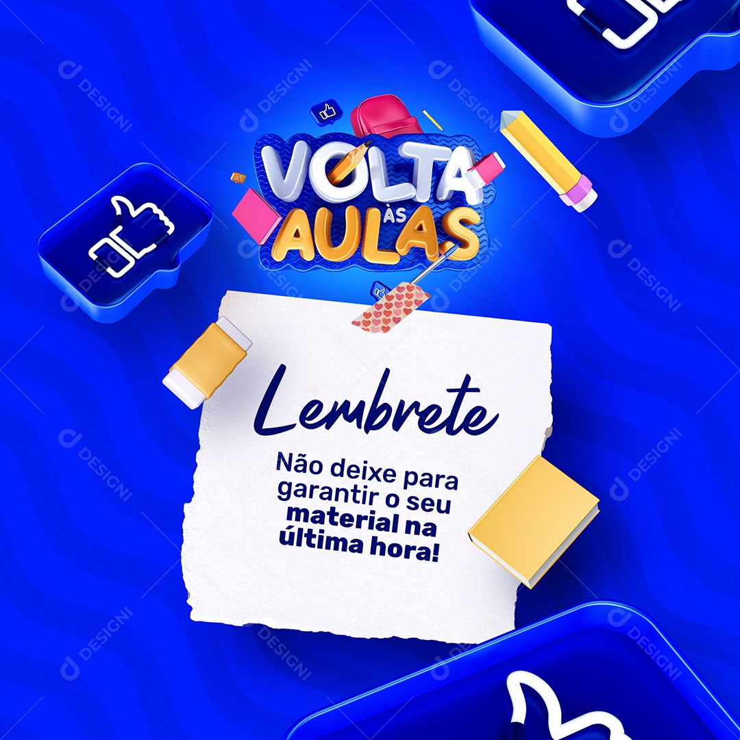 Social Media Escola Volta As Aulas PSD Editável