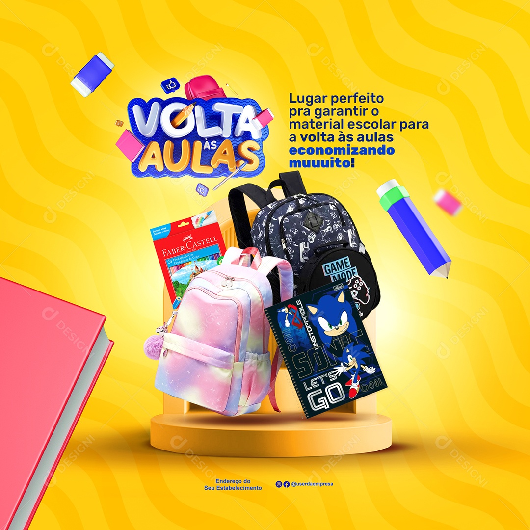 Social Media Escola Volta As Aulas PSD Editável