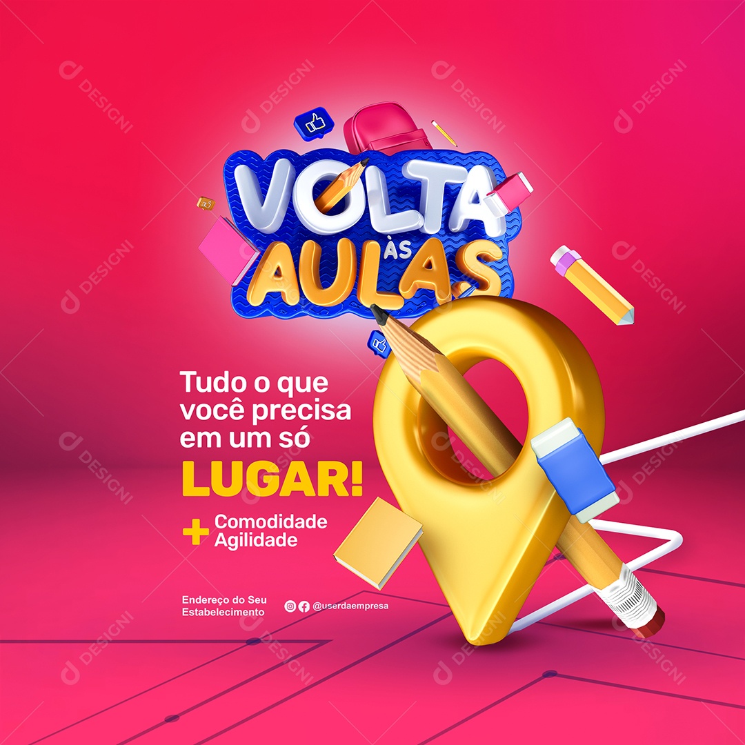 Social Media Escola Volta As Aulas PSD Editável