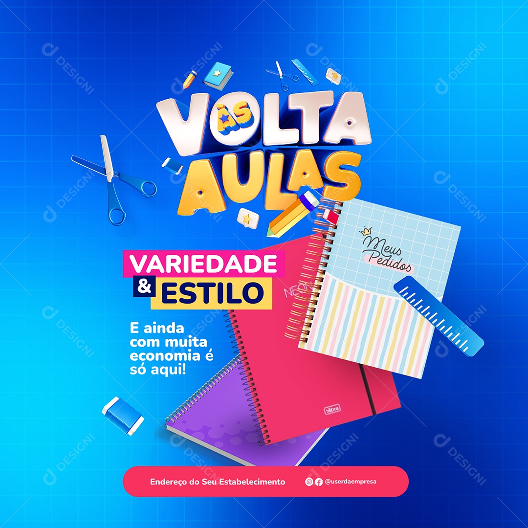 Social Media Escola Volta As Aulas PSD Editável