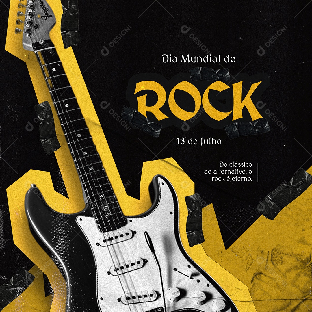 Social Media Dia do Rock 13 de Julho PSD Editável