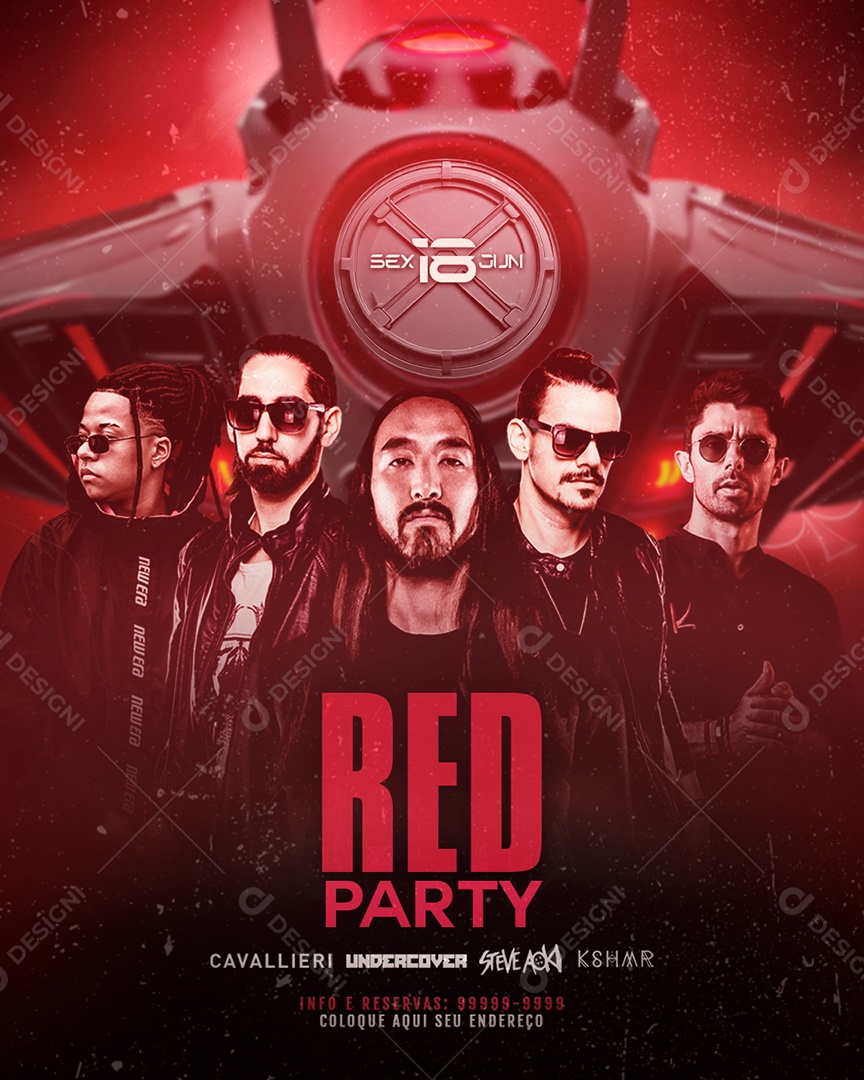 REd Party  Social Media PSD Editável