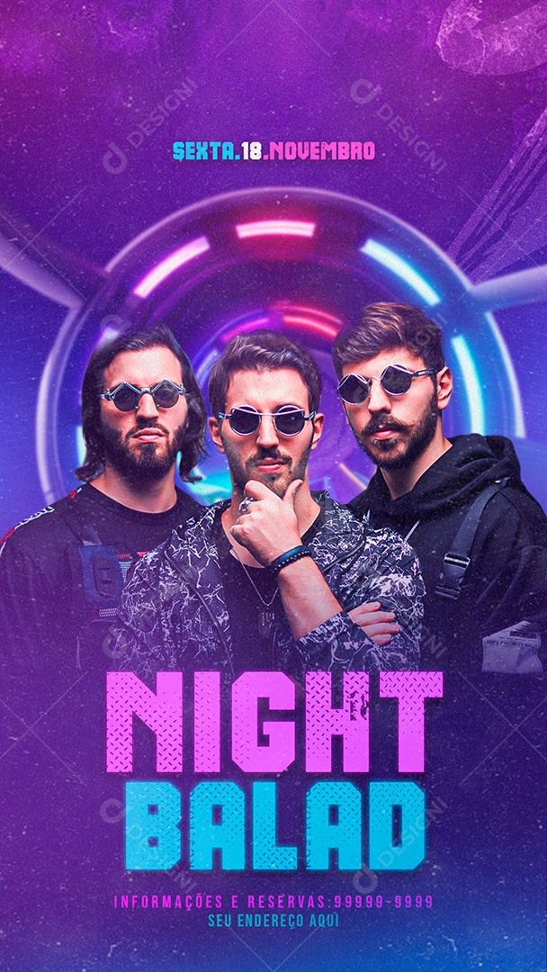 Story Night Balad Social Media PSD Editável