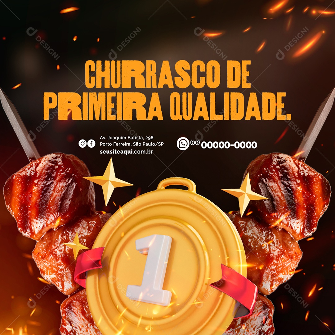Churrasco De Primeira Qualidade Churrascaria Social Media PSD Editável