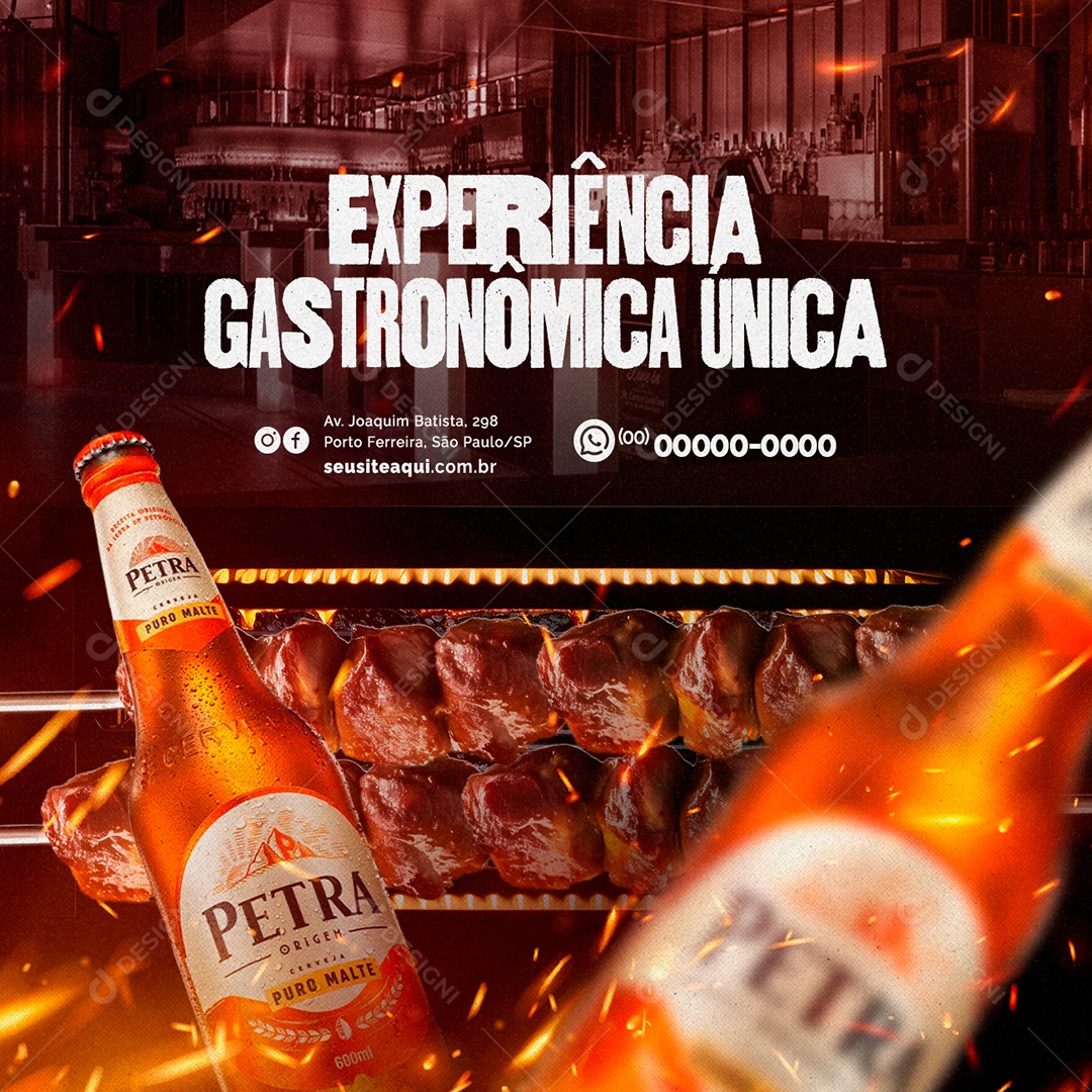 Experiência Gastronômica Única Churrascaria Social Media PSD Editável