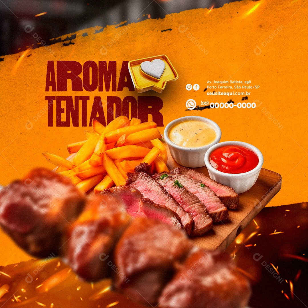 Aroma Tentador Churrascaria Social Media PSD Editável