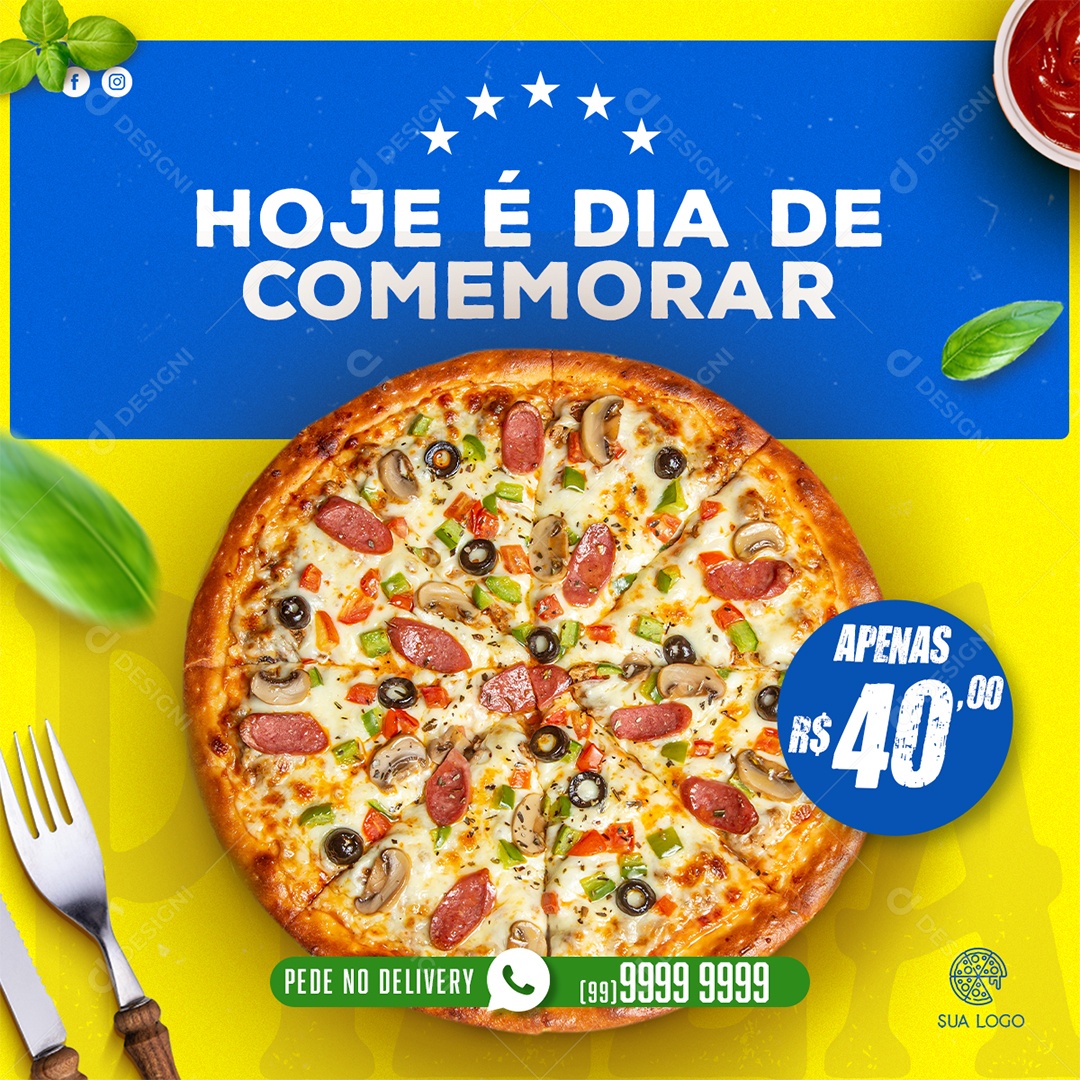 Hoje é dia de Comemorar Social Media PSD Editável