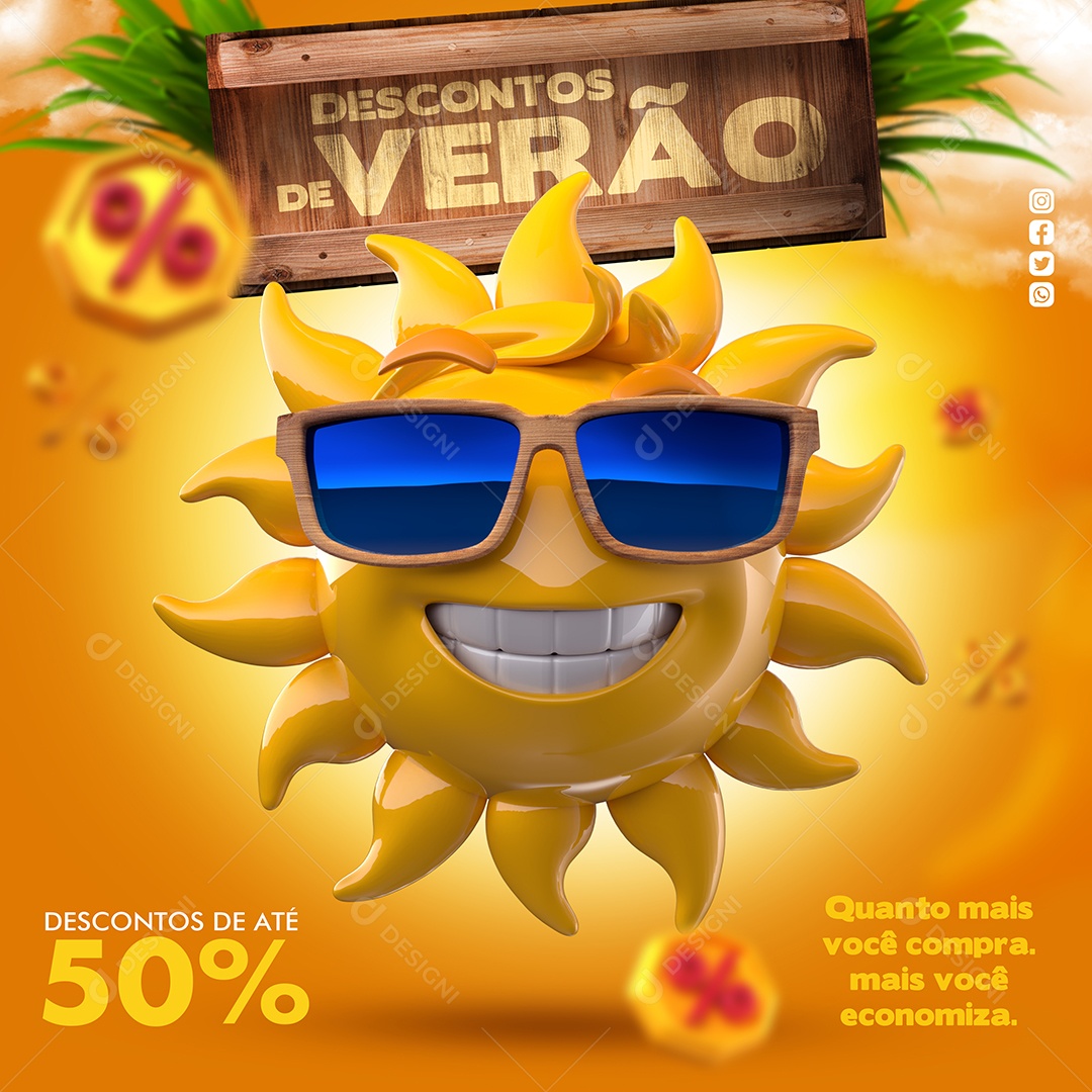 Descontos de Verão Social Media PSD Editável