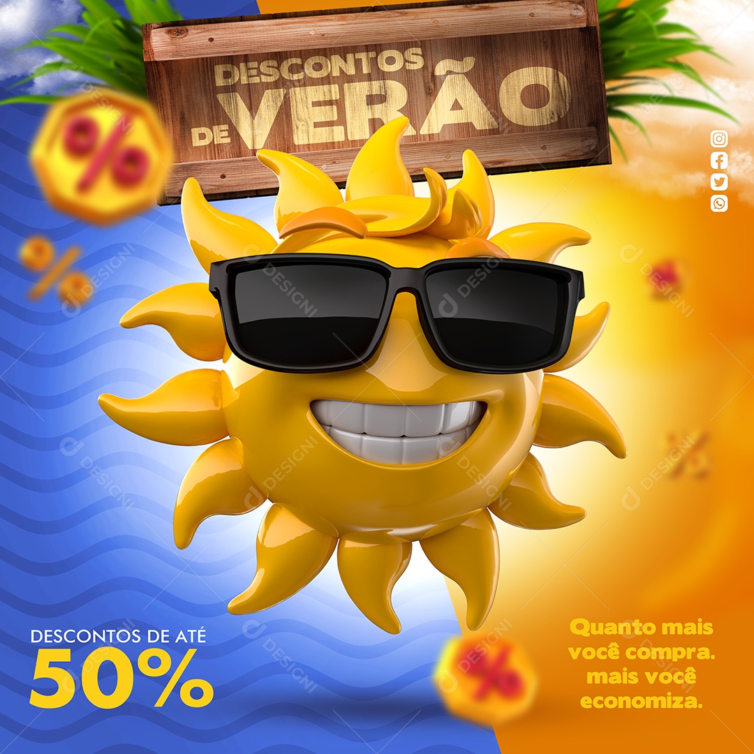 Descontos de Verão Social Media PSD Editável