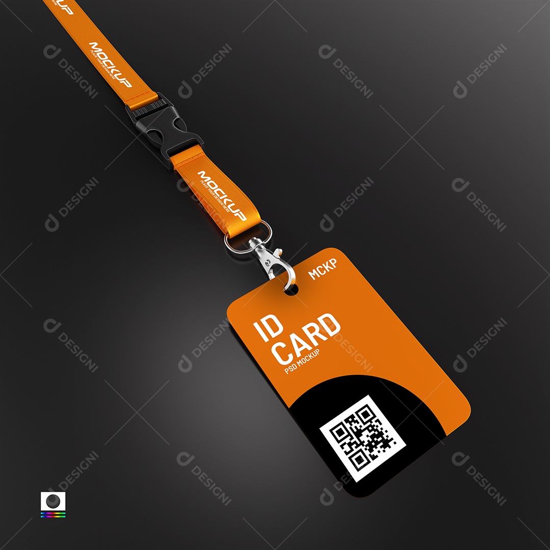 Mockup De Chaveiro Laranja  PSD Editável