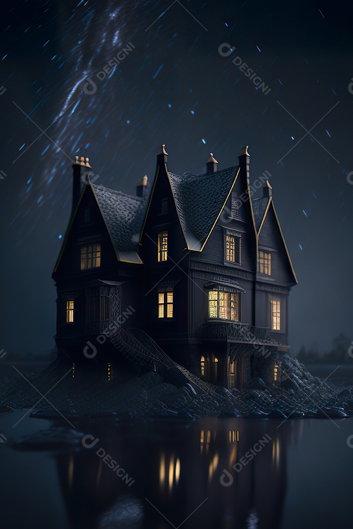 Retrato realista de Castelo preto construído com lápis escola