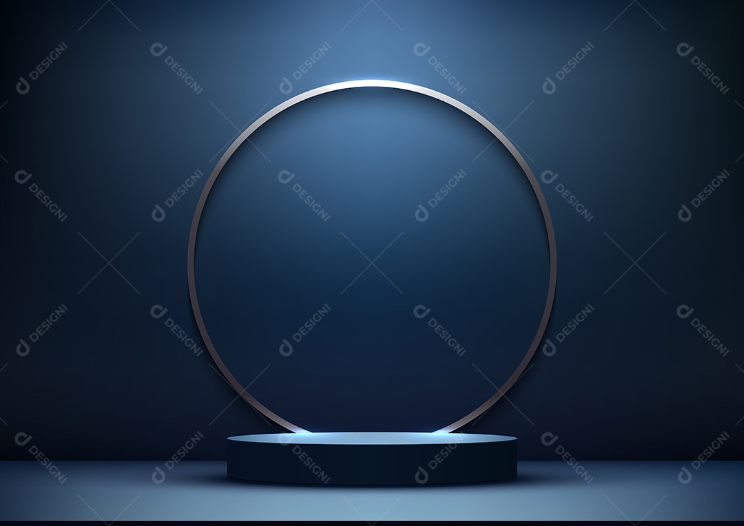 Pódio azul para exibição de produtos