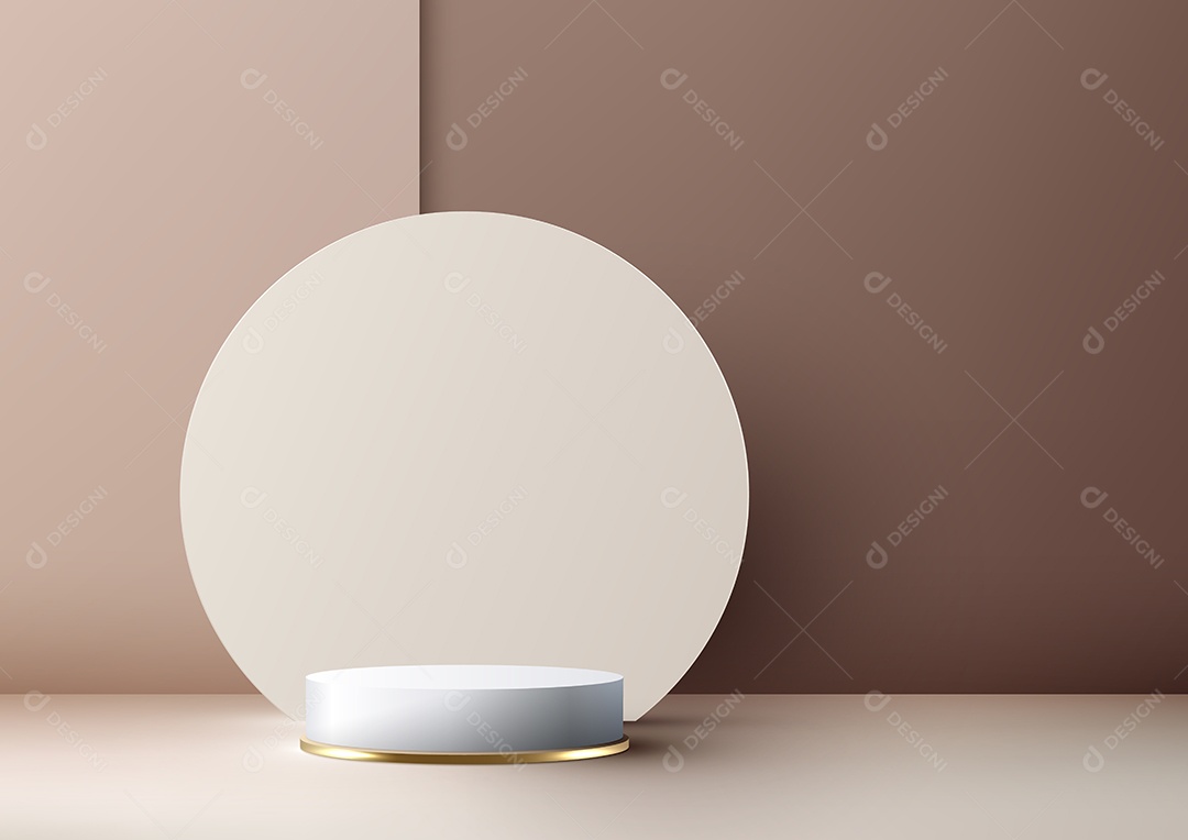 Pódio branco e marron para exibição de produtos
