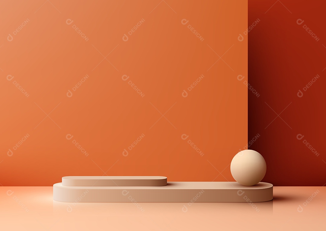 Pódio laranja para exibição de produtos