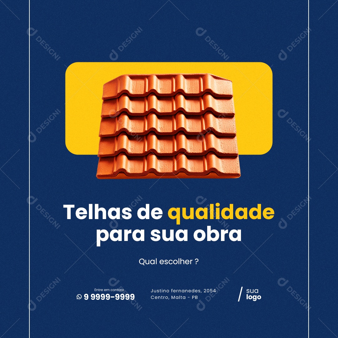 Telhas De Qualidade Para Sua Obra Materiais De Construção Social Media PSD Editável